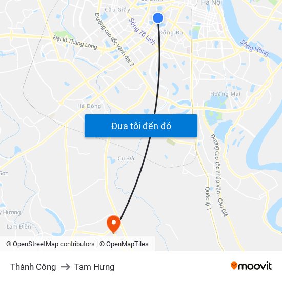 Thành Công to Tam Hưng map