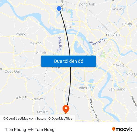 Tiền Phong to Tam Hưng map