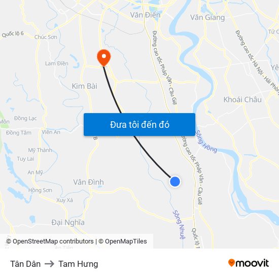 Tân Dân to Tam Hưng map