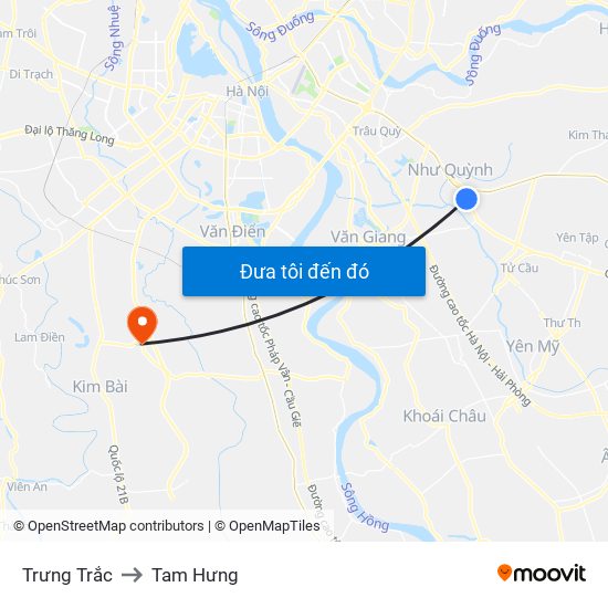 Trưng Trắc to Tam Hưng map