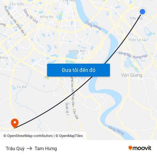 Trâu Quỳ to Tam Hưng map