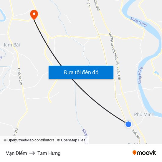 Vạn Điểm to Tam Hưng map