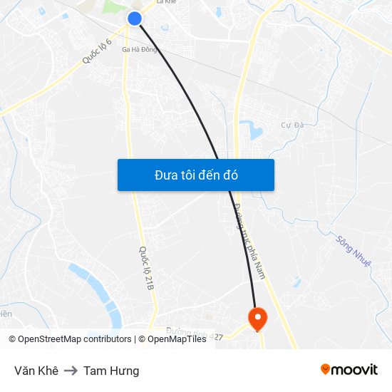 Văn Khê to Tam Hưng map