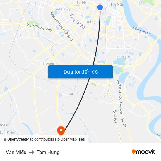 Văn Miếu to Tam Hưng map