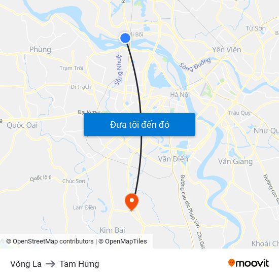 Võng La to Tam Hưng map