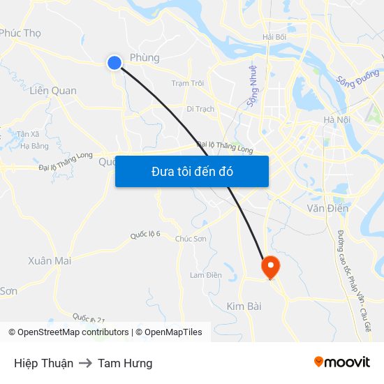 Hiệp Thuận to Tam Hưng map
