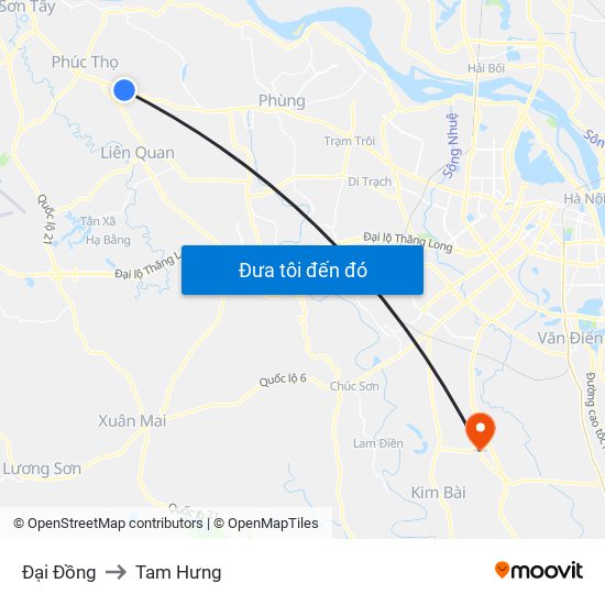 Đại Đồng to Tam Hưng map