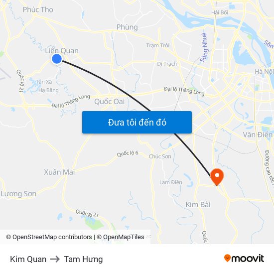 Kim Quan to Tam Hưng map