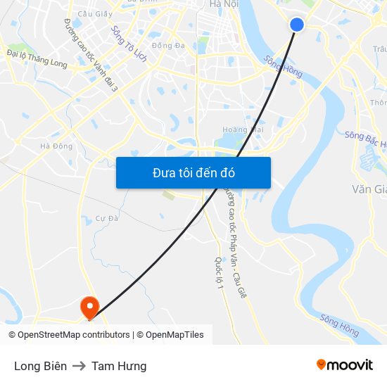 Long Biên to Tam Hưng map