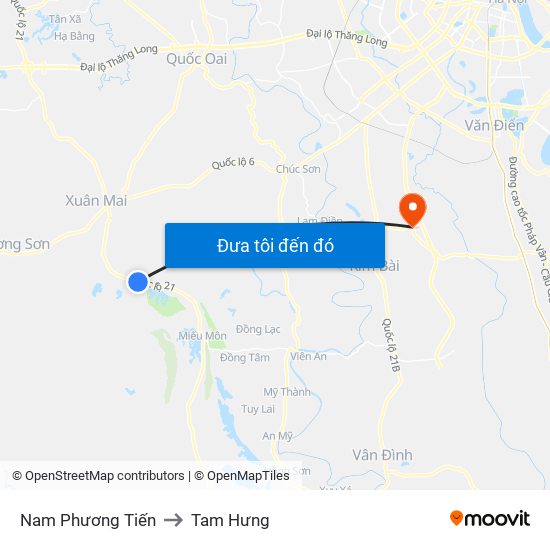 Nam Phương Tiến to Tam Hưng map