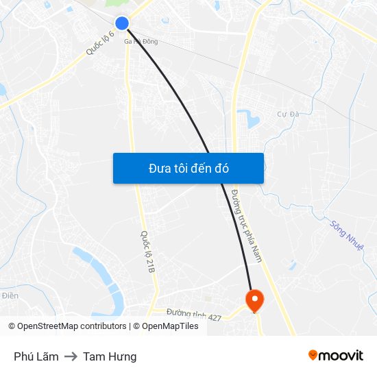 Phú Lãm to Tam Hưng map