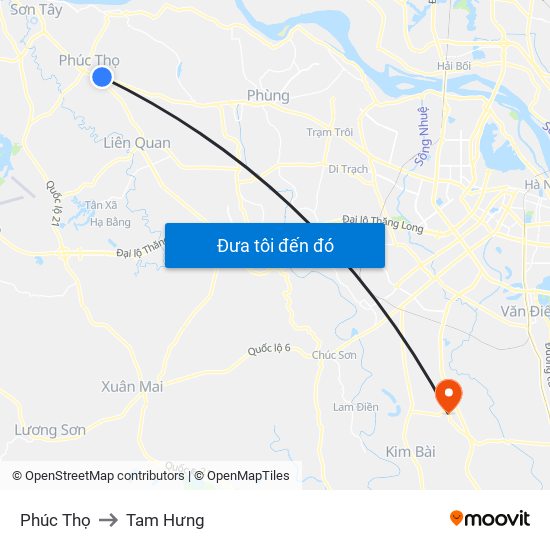 Phúc Thọ to Tam Hưng map