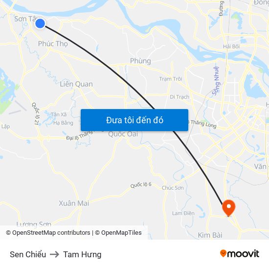 Sen Chiểu to Tam Hưng map