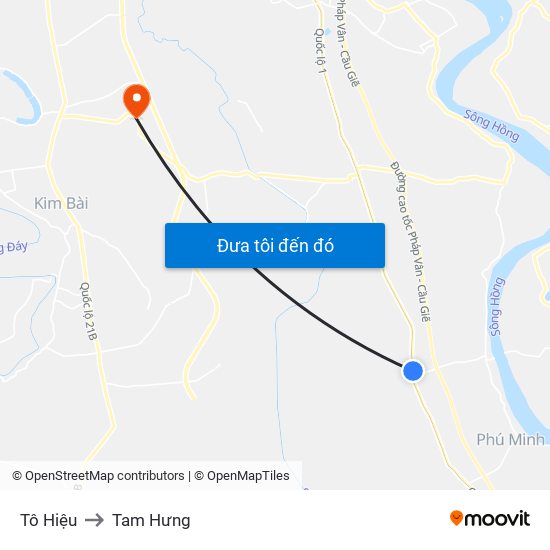 Tô Hiệu to Tam Hưng map