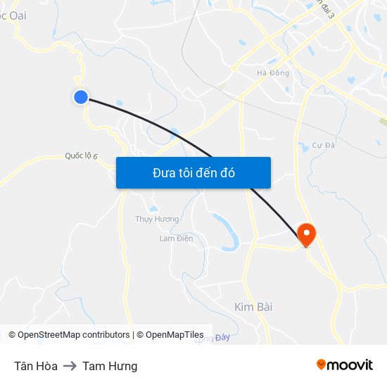 Tân Hòa to Tam Hưng map