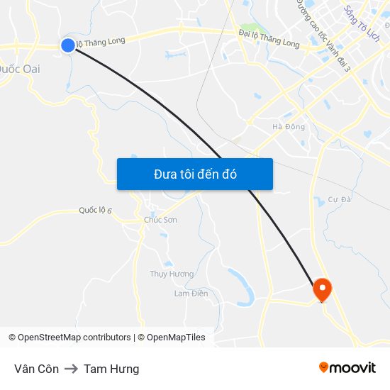 Vân Côn to Tam Hưng map