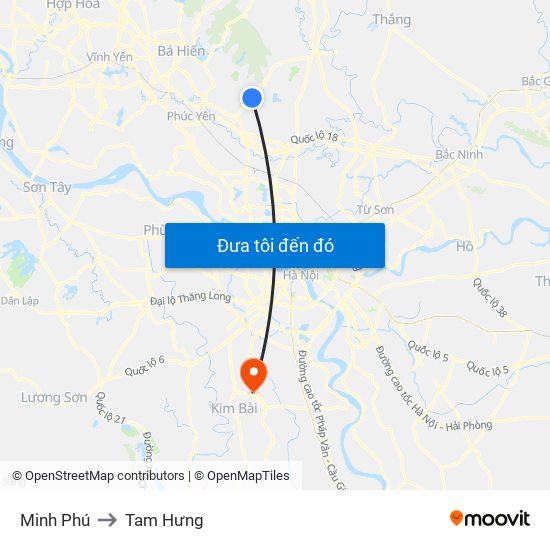 Minh Phú to Tam Hưng map