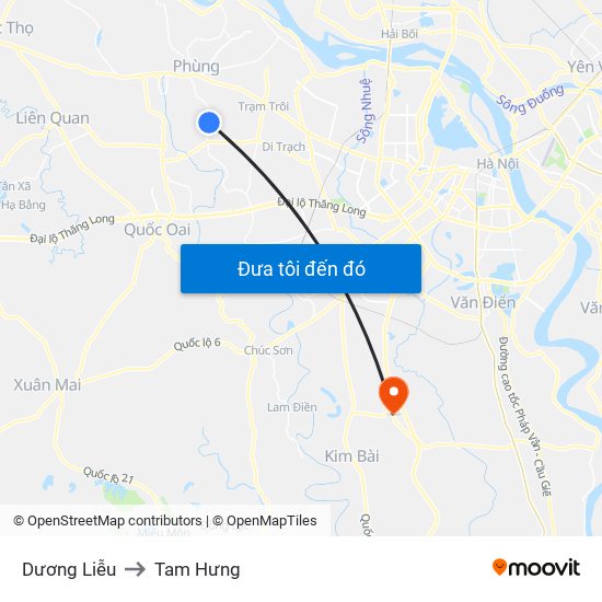 Dương Liễu to Tam Hưng map
