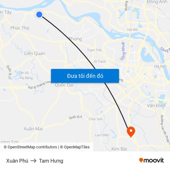 Xuân Phú to Tam Hưng map