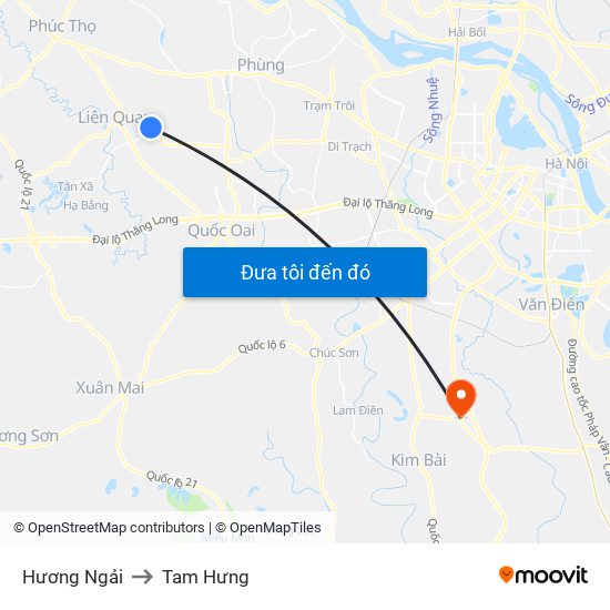 Hương Ngải to Tam Hưng map
