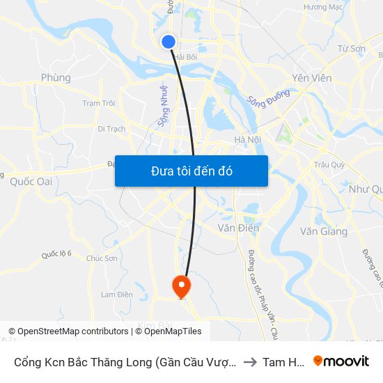 Cổng Kcn Bắc Thăng Long (Gần Cầu Vượt Bộ Hành) to Tam Hưng map