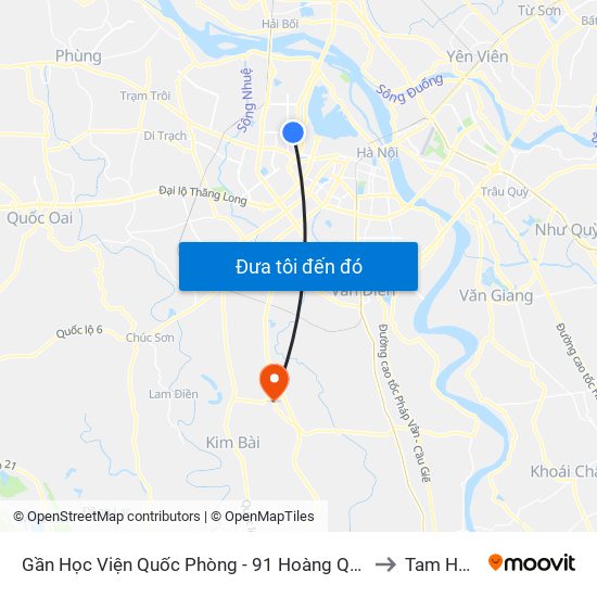 Gần Học Viện Quốc Phòng - 91 Hoàng Quốc Việt to Tam Hưng map