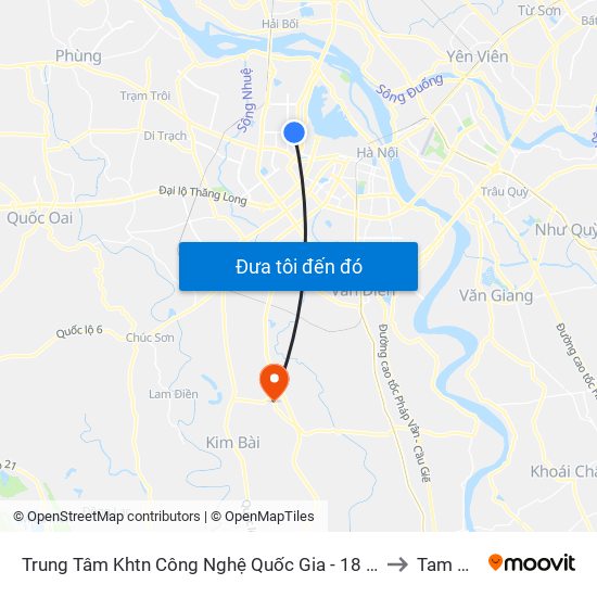 Trung Tâm Khtn Công Nghệ Quốc Gia - 18 Hoàng Quốc Việt to Tam Hưng map
