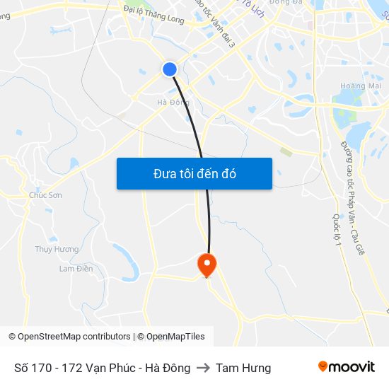 Số 170 - 172 Vạn Phúc - Hà Đông to Tam Hưng map