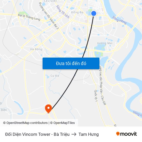 Đối Diện Vincom Tower - Bà Triệu to Tam Hưng map