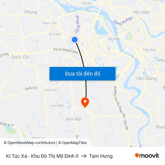 Kí Túc Xá - Khu Đô Thị Mỹ Đình II to Tam Hưng map