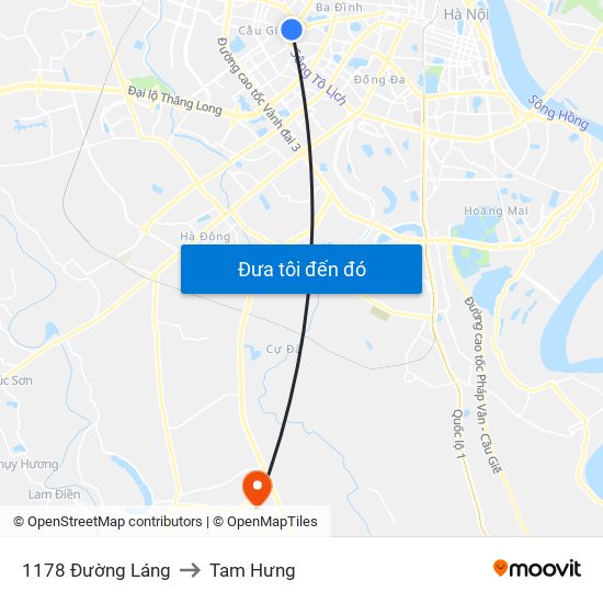 1178 Đường Láng to Tam Hưng map