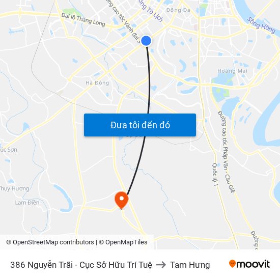 386 Nguyễn Trãi - Cục Sở Hữu Trí Tuệ to Tam Hưng map