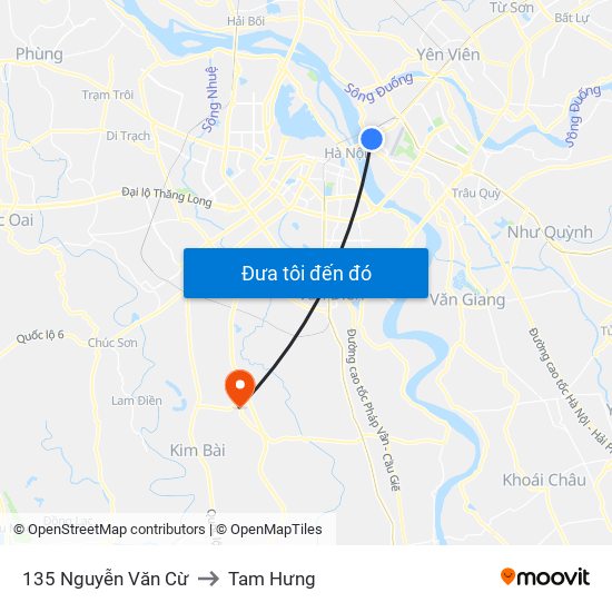 135 Nguyễn Văn Cừ to Tam Hưng map