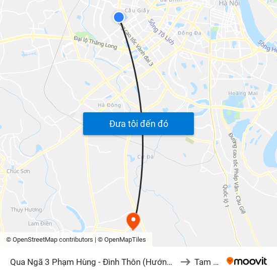 Qua Ngã 3 Phạm Hùng - Đình Thôn (Hướng Đi Phạm Văn Đồng) to Tam Hưng map