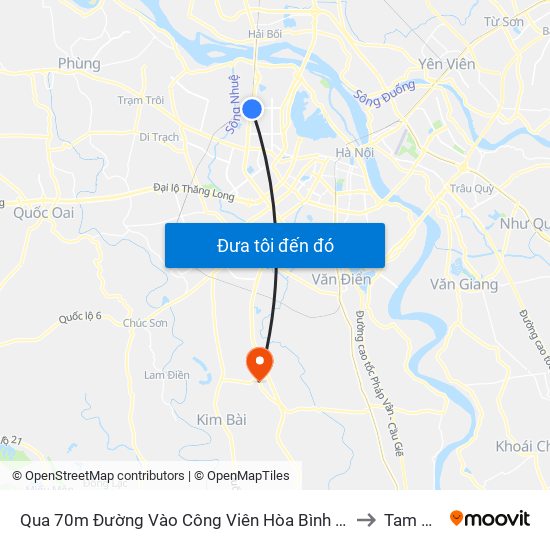 Qua 70m Đường Vào Công Viên Hòa Bình - Phạm Văn Đồng to Tam Hưng map