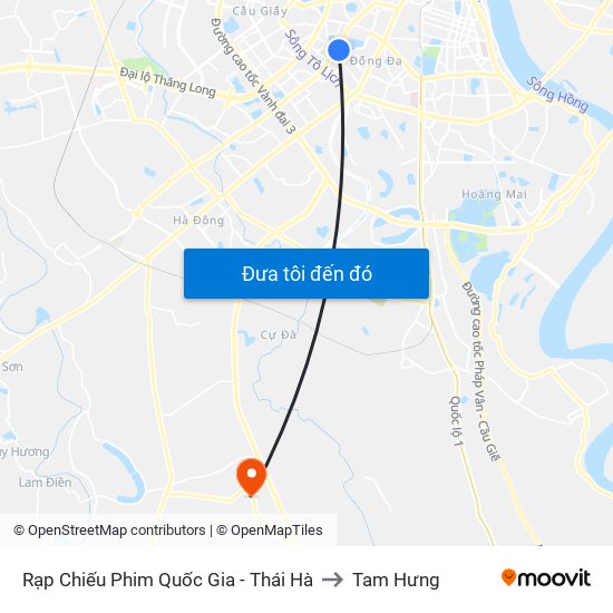 Rạp Chiếu Phim Quốc Gia - Thái Hà to Tam Hưng map