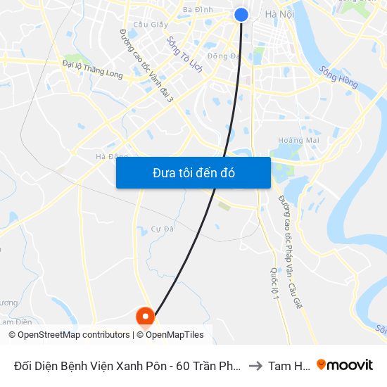 Đối Diện Bệnh Viện Xanh Pôn - 60 Trần Phú (Bộ Tư Pháp) to Tam Hưng map