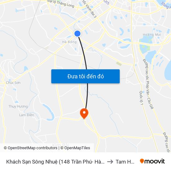 Khách Sạn Sông Nhuệ (148 Trần Phú- Hà Đông) to Tam Hưng map