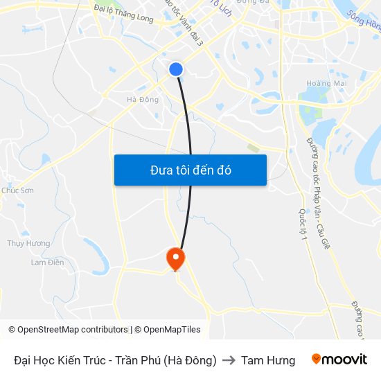 Đại Học Kiến Trúc - Trần Phú (Hà Đông) to Tam Hưng map