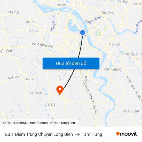 E3.1 Điểm Trung Chuyển Long Biên to Tam Hưng map