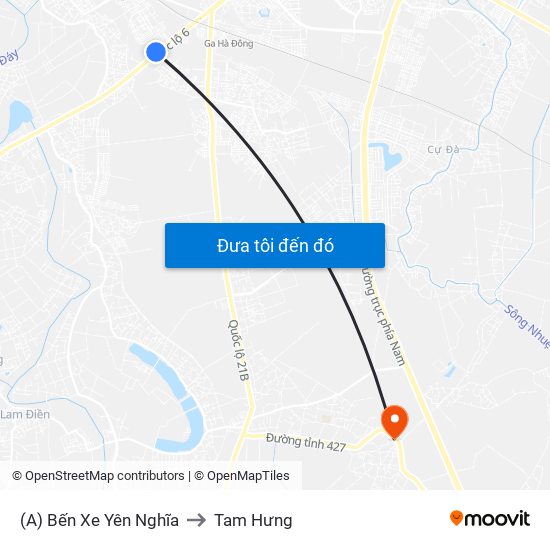 (A) Bến Xe Yên Nghĩa to Tam Hưng map