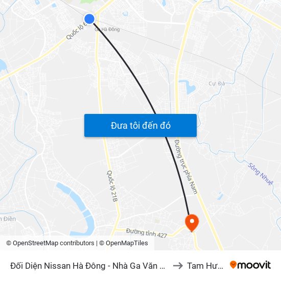 Đối Diện Nissan Hà Đông - Nhà Ga Văn Khê to Tam Hưng map