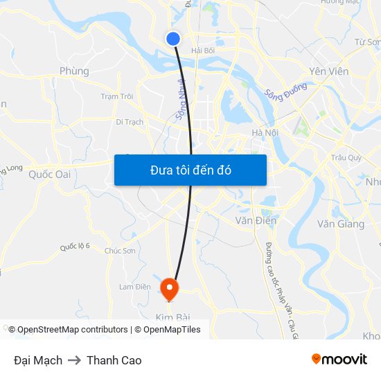 Đại Mạch to Thanh Cao map