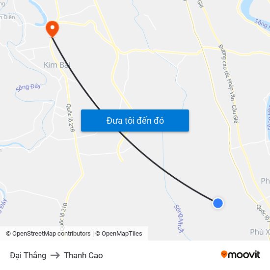 Đại Thắng to Thanh Cao map