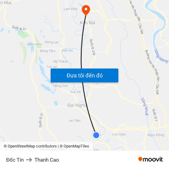 Đốc Tín to Thanh Cao map