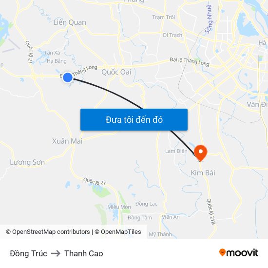 Đồng Trúc to Thanh Cao map