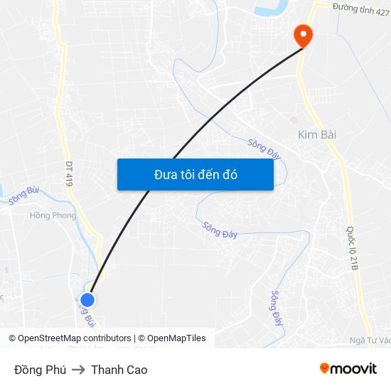 Đồng Phú to Thanh Cao map