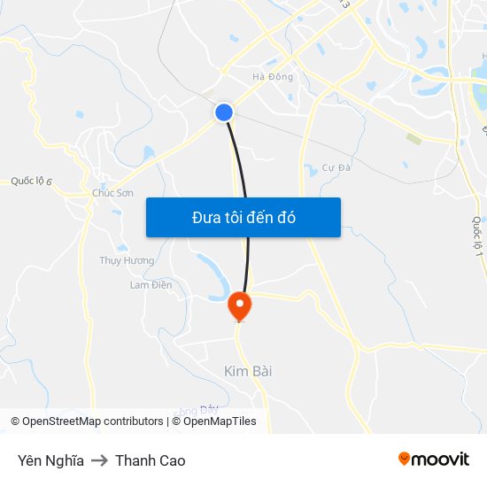 Yên Nghĩa to Thanh Cao map