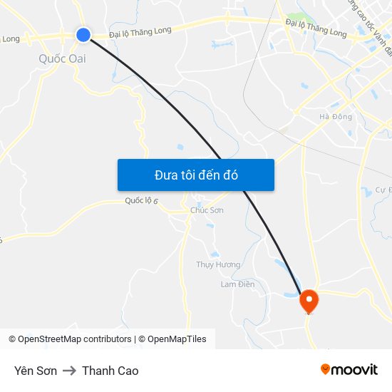 Yên Sơn to Thanh Cao map