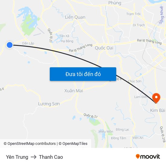 Yên Trung to Thanh Cao map